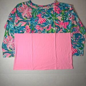 Lilly Pulitzer Pink and Blue Floral Long Sleeve Tee